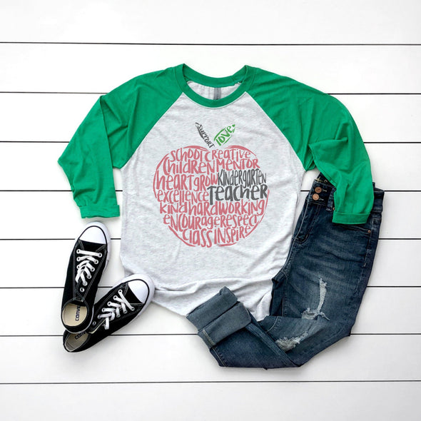 Grade Level Apple Typography - Raglan