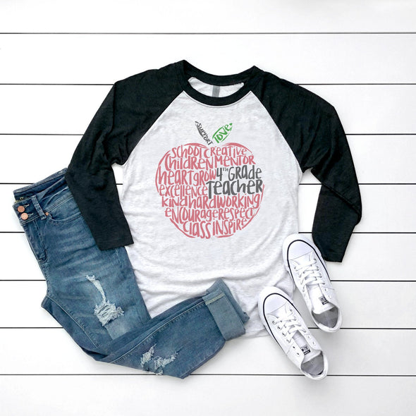 Grade Level Apple Typography - Raglan