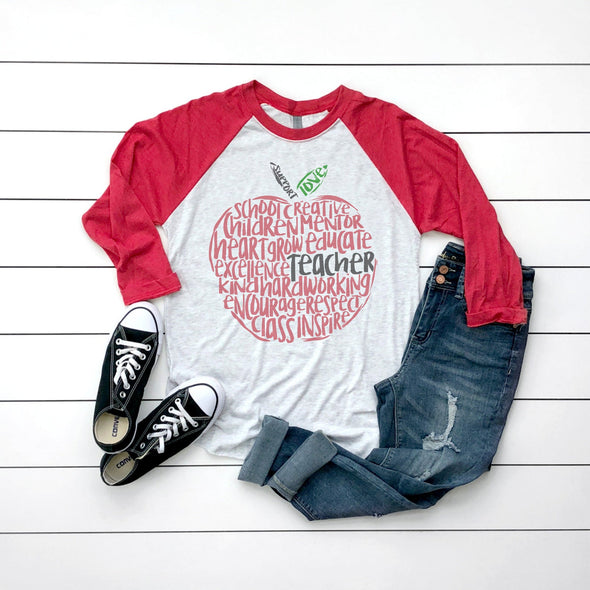 Grade Level Apple Typography - Raglan